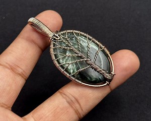 Seraphinite Tree of Life Pendant Handmade Copper Wire Wrapped Gemstone - Etsy