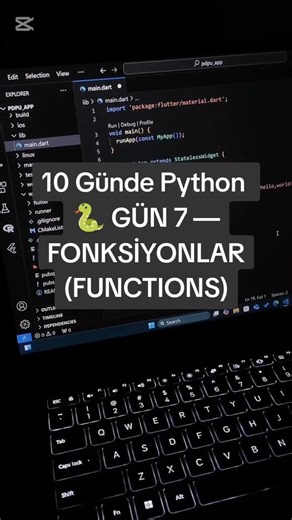 🐍 GÜN 7 — FONKSİYONLAR (FUNCTIONS) #coding #yazılım #programming #software #python #computer #viral