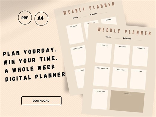 Weekly Planner Printable PDF – Minimal Undated Weekly Schedule With Notes & Priorities - Etsy