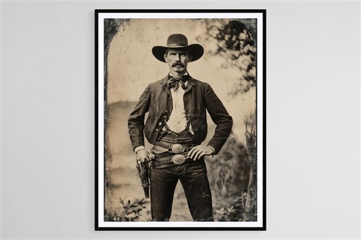 Wyatt Earp Cowboy Art Print, Antique Western Americana - Etsy