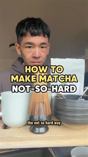 andrew polo on Instagram: "how to make matcha the not so hard way, this video was originally for my mom but decided to upload here! comment “list” and i’ll send you a quick link to matcha products you can use instructions if you were too lazy to watch: note this is a milk-free recipe, the froth adds creaminess and im too lazy to make ice or warm up milk 😴 equipment: whisk, cup for whisk, metal teaspoon, sifter, mug, matcha bowl, precision water heater, matcha directions (brief) - heat water to 