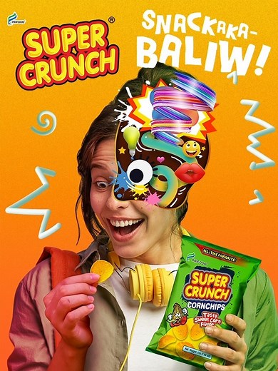 Feeling corny? ​ Then try the #Snackakabaliw sarap of Super Crunch’s Sweet Corn-flavored Cornchips! Also available in Cheese, Beefy BBQ, and Cheddar! | Super Crunch