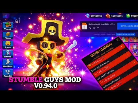 STUMBLE GUYS MOD MENU 0.95.0 APK - SKINS, HABILIDADES E MUITO MAIS GRATIS! 🚀
