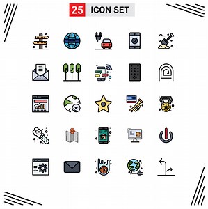 Descargar conjunto de 25 colores planos de línea rellenos de vector en cuadrícula para elementos de diseño de vector editables móviles de video mundial de reproducción de jardinería gratis