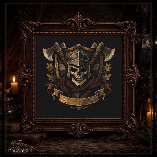 Skull Knight Cross Stitch Pattern, Medieval Axe Crest PDF - Etsy