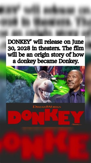 He's finally getting his own movie! 🐴🎬 DreamWorks is releasing DONKEY on June 30, 2028