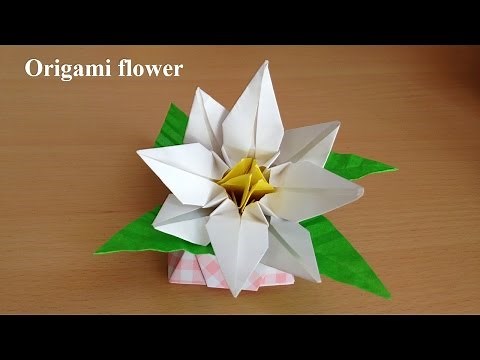折り紙の花 くちなし 立体 折り方(niceno1)Origami flower Gardenia 3D
