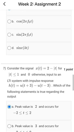 Principles of Signals and Systems NPTEL Week 2 Assignment #nptel #exam