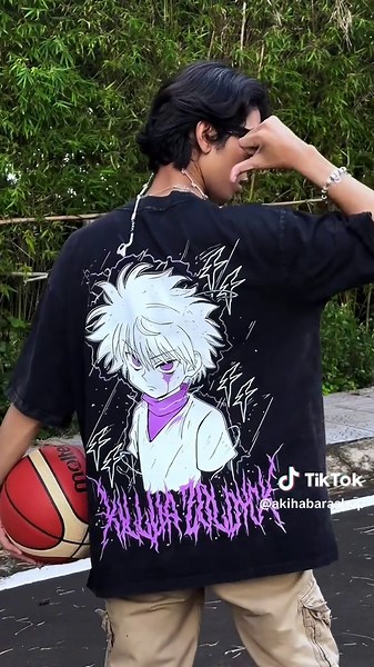 Killua Zoldyck - Hunter x Hunter Anime Double Printed Design Washed Tee Unisex Oversize Anime Manga Acid Washed Lightweight Cotton T-Shirt #killuazoldyck #killua #hxh #hunterxhunter #tshirt #viral #fyp