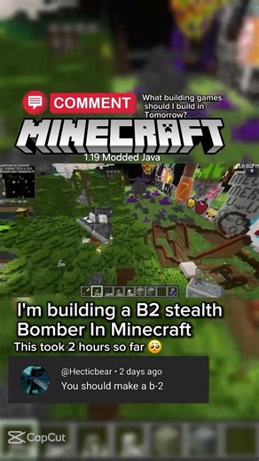 I'm building a B2 stealth Bomber In Minecraft