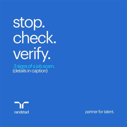 Do you know the warning signs of a fake job offer? 🚩 2026 is here, and you’re likely seeing new job alerts pop up daily. But before you hit "reply," do a quick audit. Our safety guide highlights the biggest giveaways that an offer isn't real: ❌ The "Money" Ask: Asking for transfer fees for medical checks or work passes. ❌ The "Personal" Email: Offers sent from Gmail/Hotmail instead of a company domain. ❌ The "Telegram" Trap: Randstad (and most reputable firms) will never contact you via Telegra
