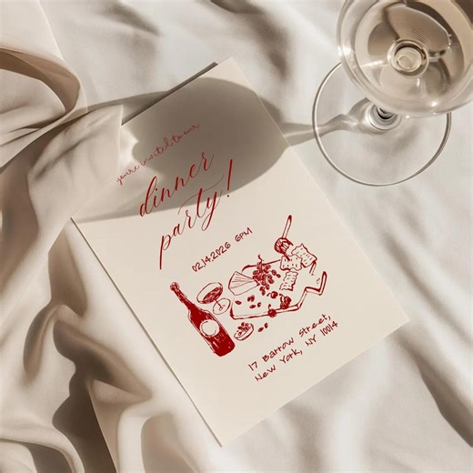 Whimsical Wedding Dinner Invitation Template, Hand Drawn Wedding Invite, Printable Wedding Dinner, Canva Invitation, Rehearsal Dinner Invite - Etsy