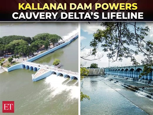Aerial view captures smooth water distribution from TN's Kallanai dam to Cauvery delta districts