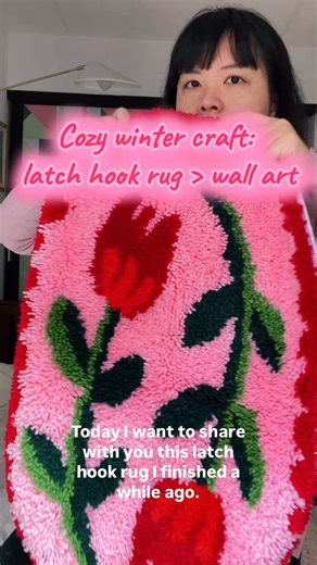 Yinfan Huang on Instagram: "Cozy winter craft you can try at home🪡🧶💖 #latchhook #latchhookrug @craft.club.co"