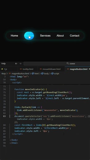 Amazing Navbar🔥t#codewithswag #css #javascript #shorts #shortsviral #trending #webdev #ui #ux