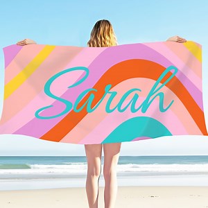 Custom Name Beach Blanket, Retro Bath Towel, Personalized Beach Towel, Custom Pool Towel, Birthday Gift, Vacation, Bridal Party Gift - Etsy