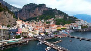 Amalfi - Italy - Aerial view of the coastal town on the Amalfi Coast