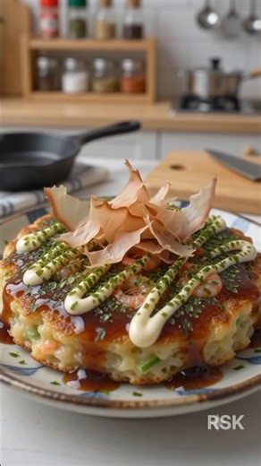 Would You Try This Tiny Shrimp Okonomiyaki? 🦐🇯🇵🔥 #Shorts