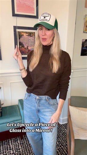 Let's Upcycle a Piece of Glass into a Mirror! #sustainsblestyle #upcycle #circularliving #thriftflip #diymirror | Redeux Style