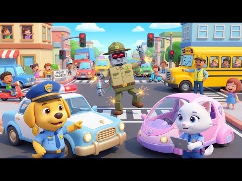 The Robot Traffic Jam! 🤖 Safety Rules for Kids | Sheriff Golden Cartoon 🚔