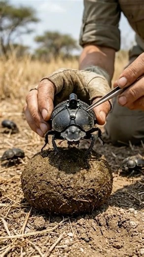 POV: This beetle uses a portable AC 🧊 #dungbeetle #naturewonders #microcosmos #survival