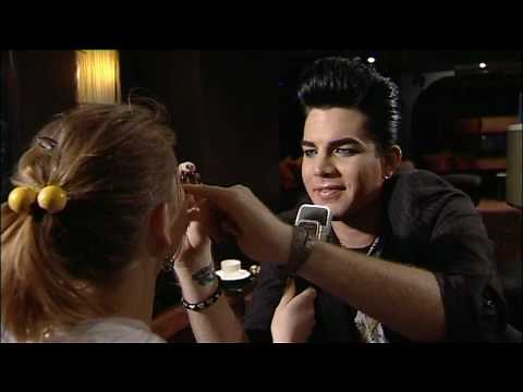 Adam Lambert gives make-up during interview, part 1/2
