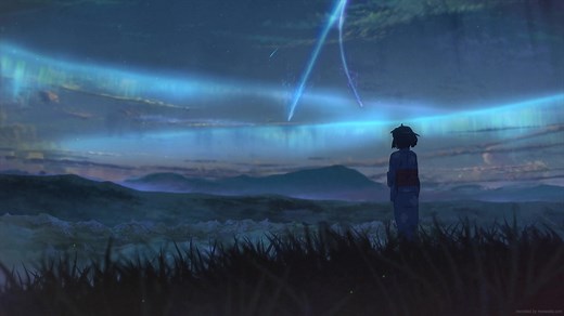 Mitsuha Looking At Falling Stars Kimi No Nawa Live Wallpaper - MoeWalls