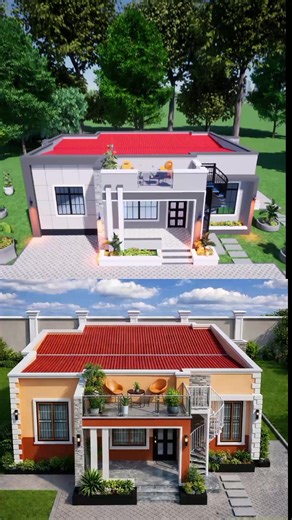 Modern 3 Bedroom Hidden Roof Bungalow Design
