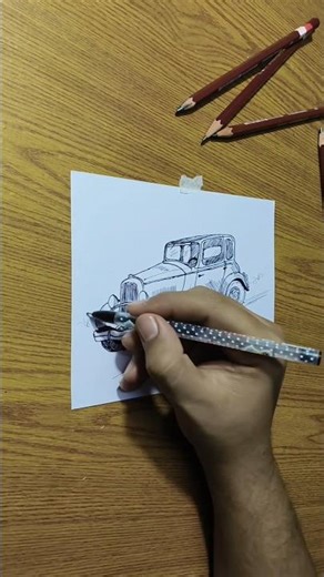Old ford car sketch drawing