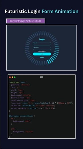 Futuristic Login Form Animation 🔥 Pure HTML & CSS | Modern Login UI Design