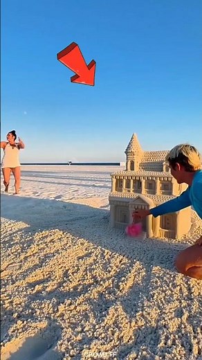 The girl broke the sand castle