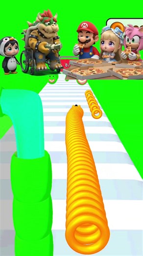 Slither Runner:Bowser is hungry Amy give pizza to bowser!🍕😲 #gaming #shorts #shortfeed #viralshorts
