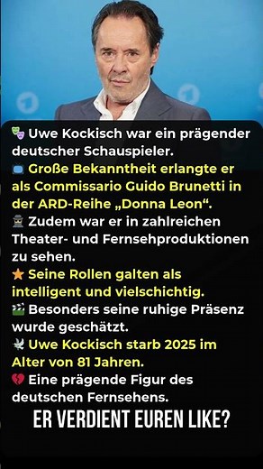 Das Gesicht von Donna Leon – Abschied von Uwe Kockisch