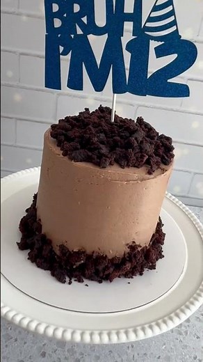 Devils Food Cake with Chocolate Buttercream and crumbled brownies