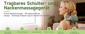 4D Bionische Hand Nackenmassagegerät, Elektrisches Shiatsu Massagegerät mit 3 Intensitätsstufen und 2 Heizstufen, Tiefengewebemassage für Nacken und Schultern, Lindert Muskelverspannungen und Ermüdung