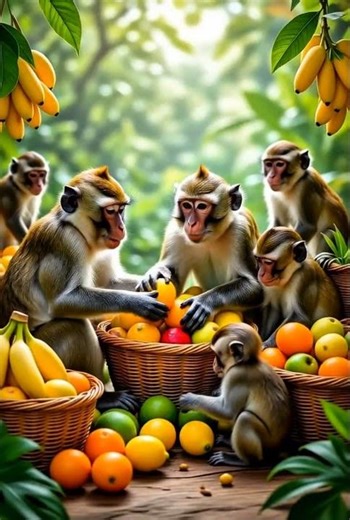 Monkey Opens Fruit Store From Its Own Tree 🍌🐒