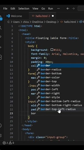 Floating label form 🧐😱🔥#coding #viral #css #html5 #htmlcss #shorts #viralshort