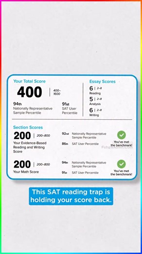 Future Admit | Digital SAT Test Prep on Instagram: "The SAT reading trap ruining your score Comment or DM “1600” for 10 proven SAT strategies to maximize your score 🧪 #satprep #digitalsat #satstrategies #satmath #satreading"