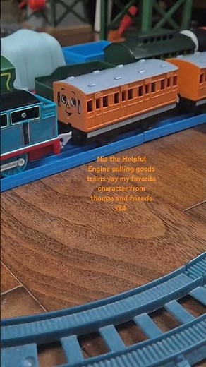 Nia the Helpful Engine pulling goods trains yay my favorite character from thomas and friends s24