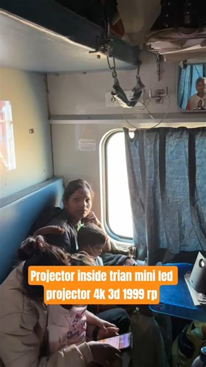 #projector led mini projector in train #viralvideo #tranding #entertainment