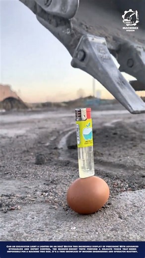 Skill Machine Lighting a Lighter on an Egg to Demonstrate Operator Precision #shorts