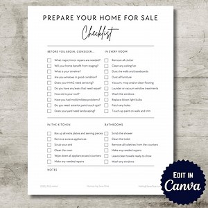 Real Estate Prepare for Sale Checklist, Home Selling Checklist, Seller Presentation, Seller Checklist for Realtors, Canva for Realtors - Etsy
