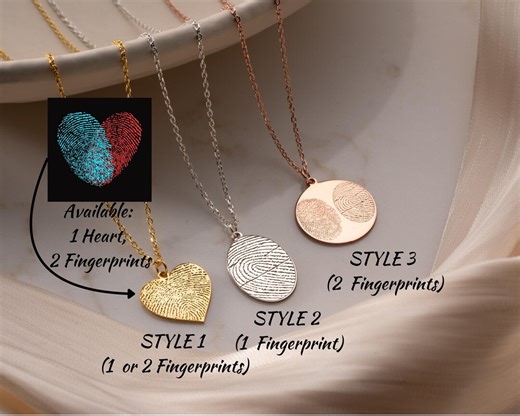 Personalized Fingerprint Necklace: Sterling Silver Memorial Jewelry - Etsy