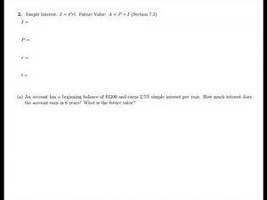 MATH 1001 - Simple Interest