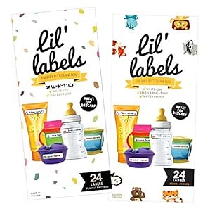 Bottle Labels, Write-On, Self-Laminating, Waterproof Kids Name Labels for Baby Bottles, Sippy Cup for Daycare School, Dishwasher Safe (Variety Pack, Set of 2)