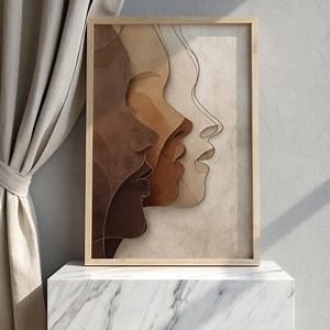 Abstract Women Faces Line Art Print: Modern Boho Silhouette (Digital Download