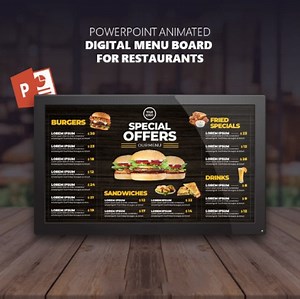 Single Page Restaurant Menu #2 – Digital Signage Powerpoint Animated Template - Etsy