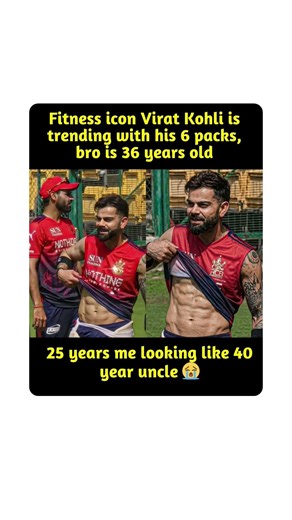 Meanwhile, Virat Kohli at 36 is trending withinsane 6-pack abs #viratkohli #rcb