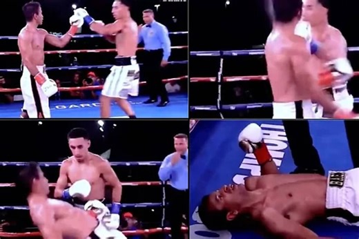 One of the most unsporting moments in boxing: he crashes his opponent's gloves and knocks him out immediately