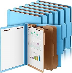 Skyygemm 12 Pcs Classification Folders Letter Size, 3 Divider Pressboard File Folder with Fasteners, Expanding File Organizer Bulk for School Teachers, Office Employee, Coworker, Staff (Blue)